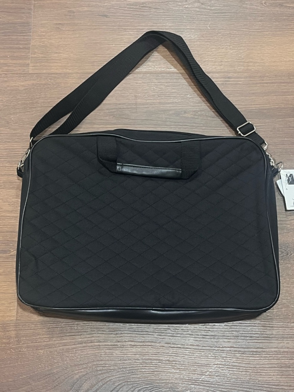 New Buxton black quilted laptop bag tote 15.6 size water repellent NWT